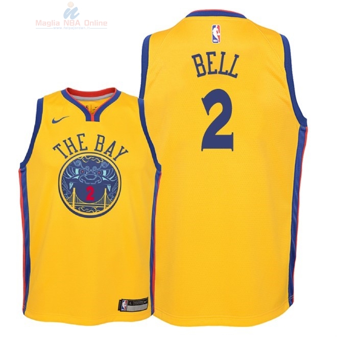 Acquista Maglia NBA Bambino Golden State Warriors #2 Jordan Bell Nike Giallo Città 2018