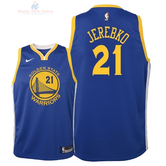 Acquista Maglia NBA Bambino Golden State Warriors #21 Jonas Jerebko Blu Icon 2018