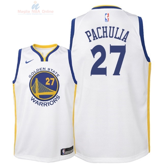 Acquista Maglia NBA Bambino Golden State Warriors #27 Zaza Pachulia Bianco Association 2018