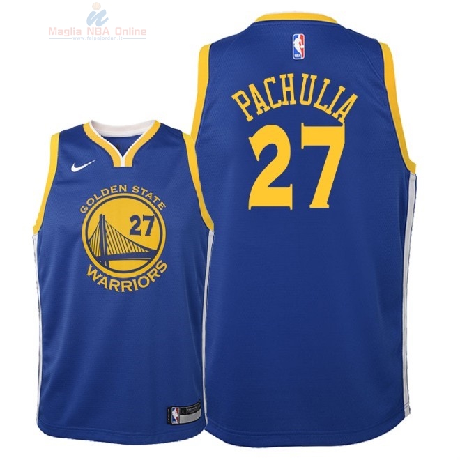 Acquista Maglia NBA Bambino Golden State Warriors #27 Zaza Pachulia Blu Icon 2018