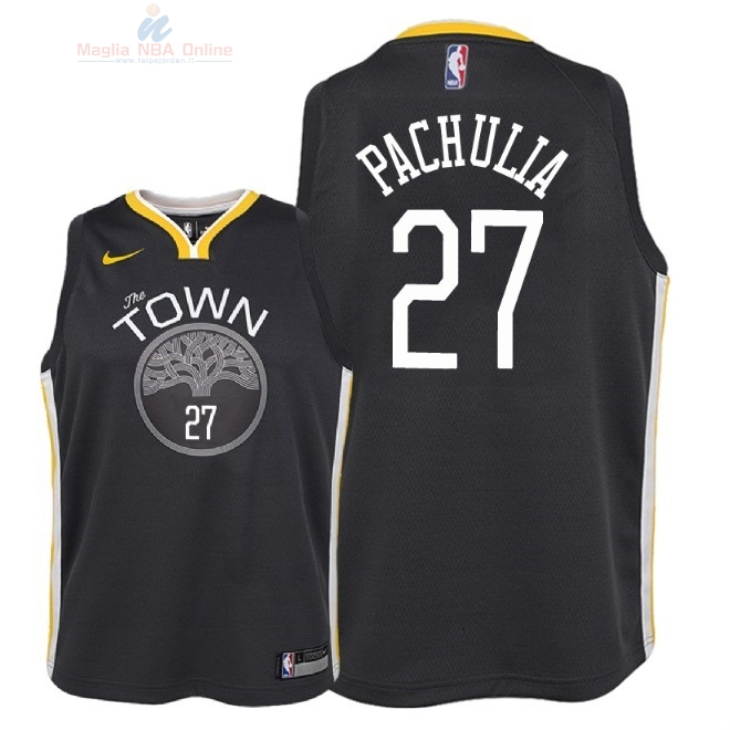 Acquista Maglia NBA Bambino Golden State Warriors #27 Zaza Pachulia Nero Statement 2018