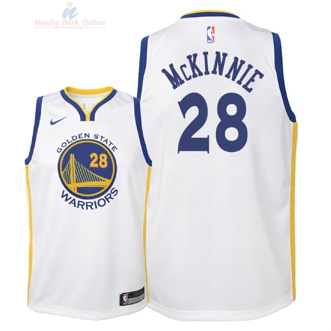 Acquista Maglia NBA Bambino Golden State Warriors #28 Alfonzo McKinnie Bianco Association 2018