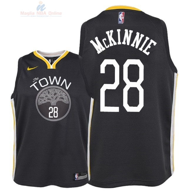 Acquista Maglia NBA Bambino Golden State Warriors #28 Alfonzo McKinnie Nero Statement 2018