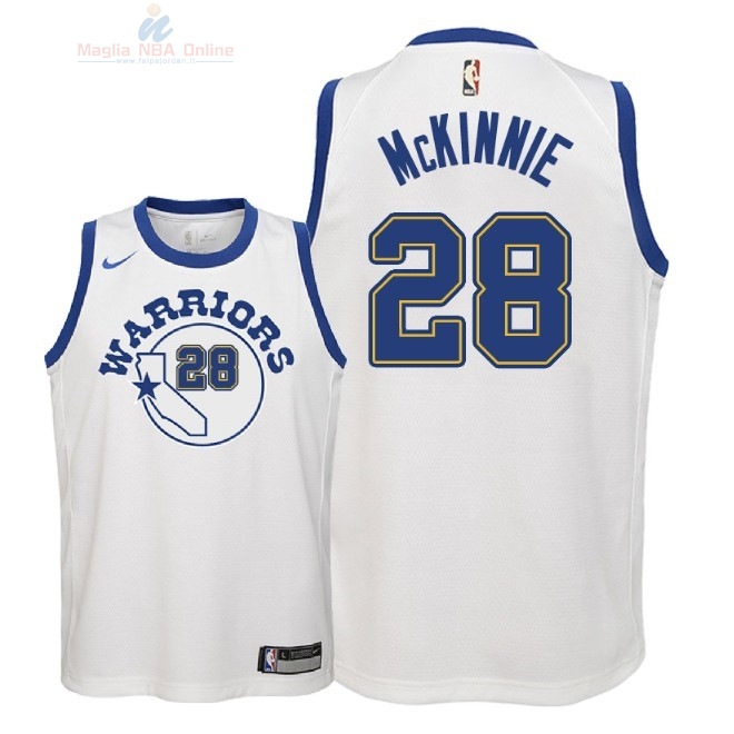 Acquista Maglia NBA Bambino Golden State Warriors #28 Alfonzo McKinnie Nike Retro Bianco 2018