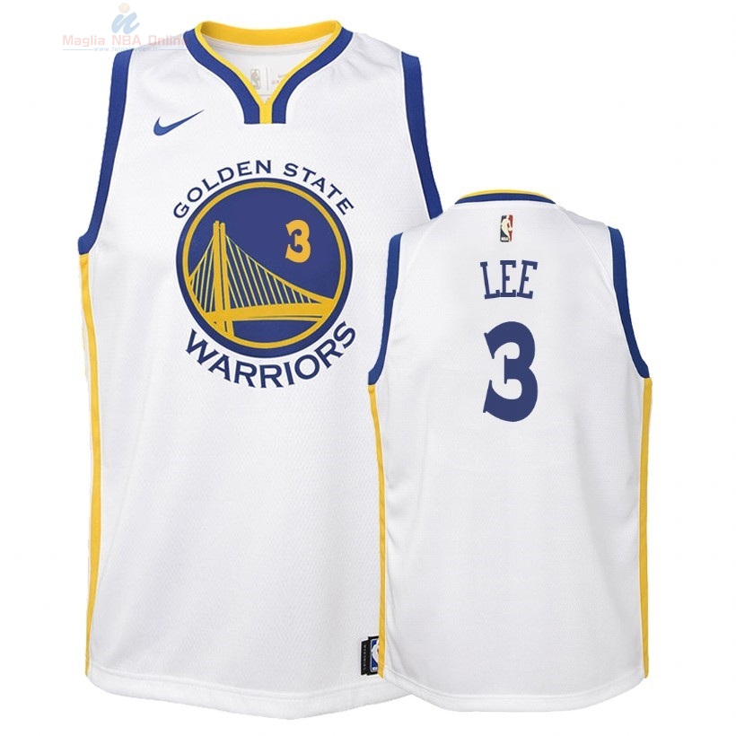 Acquista Maglia NBA Bambino Golden State Warriors #3 Damion Lee Bianco Association 2018