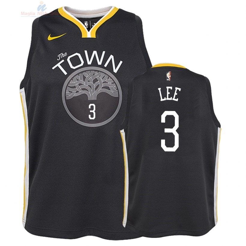 Acquista Maglia NBA Bambino Golden State Warriors #3 Damion Lee Nero Statement 2018