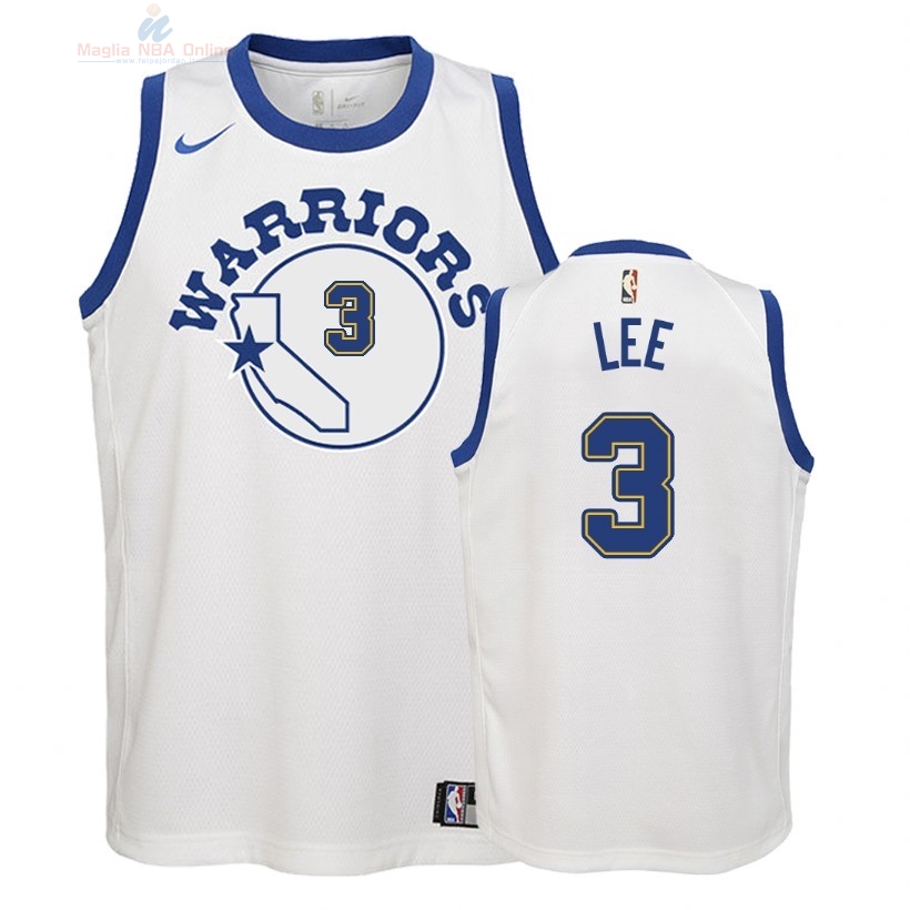 Acquista Maglia NBA Bambino Golden State Warriors #3 Damion Lee Nike Retro Bianco 2018