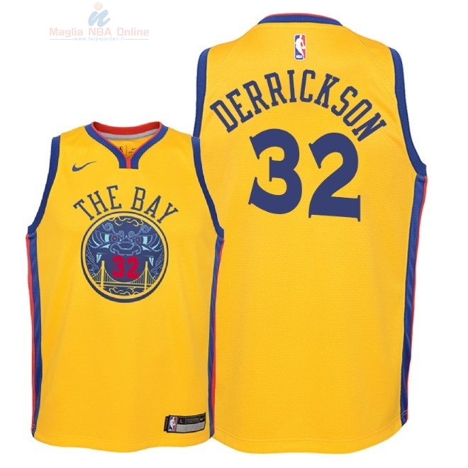 Acquista Maglia NBA Bambino Golden State Warriors #32 Marcus Derrickson Nike Giallo Città 2018