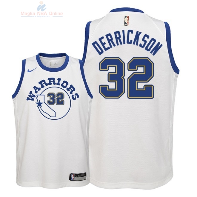 Acquista Maglia NBA Bambino Golden State Warriors #32 Marcus Derrickson Nike Retro Bianco 2018