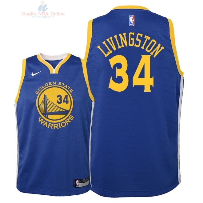 Acquista Maglia NBA Bambino Golden State Warriors #34 Shaun Livingston Blu Icon 2018