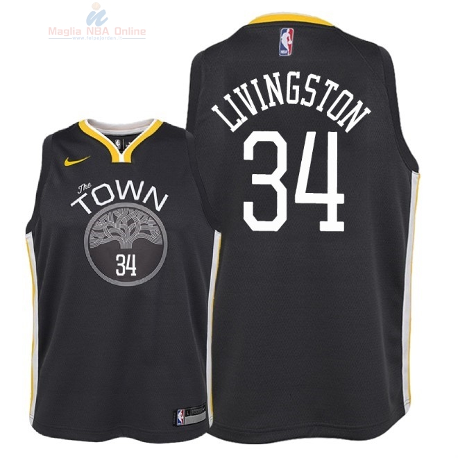 Acquista Maglia NBA Bambino Golden State Warriors #34 Shaun Livingston Nero Statement 2018