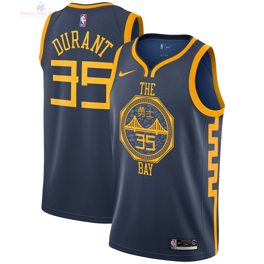 Acquista Maglia NBA Bambino Golden State Warriors #35 Kevin Durant Nike Marino Città 2018-19