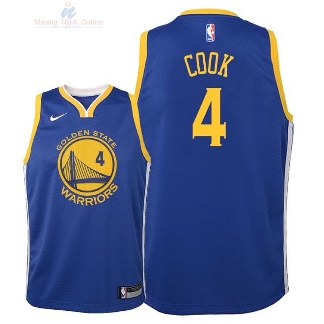 Acquista Maglia NBA Bambino Golden State Warriors #4 Quinn Cook Blu Icon 2018