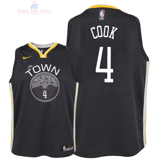 Acquista Maglia NBA Bambino Golden State Warriors #4 Quinn Cook Nero Statement 2018