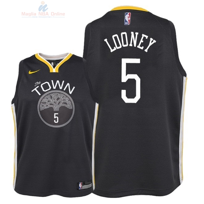 Acquista Maglia NBA Bambino Golden State Warriors #5 Kevon Loone Nero Statement 2018