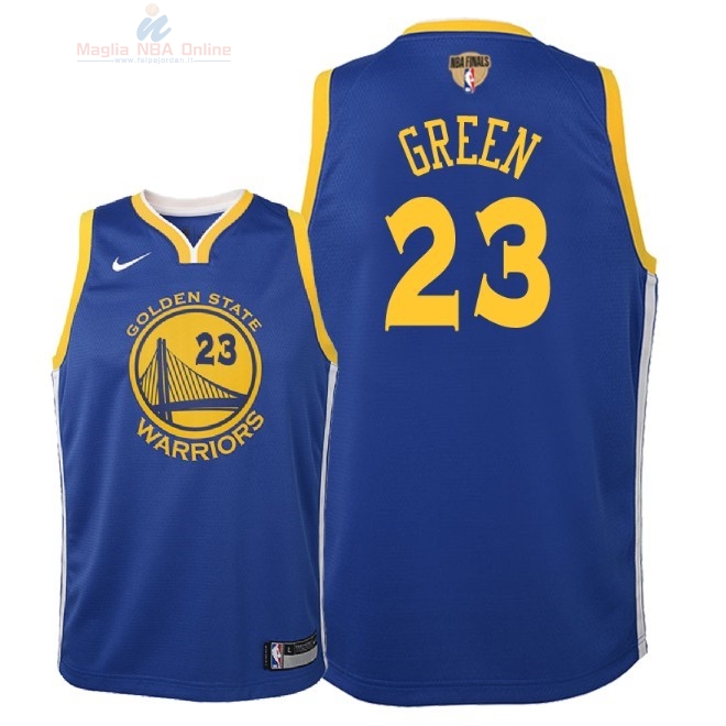 Acquista Maglia NBA Bambino Golden State Warriors Finale Campioni 2018 #23 Draymond Green Blu Icon Patch