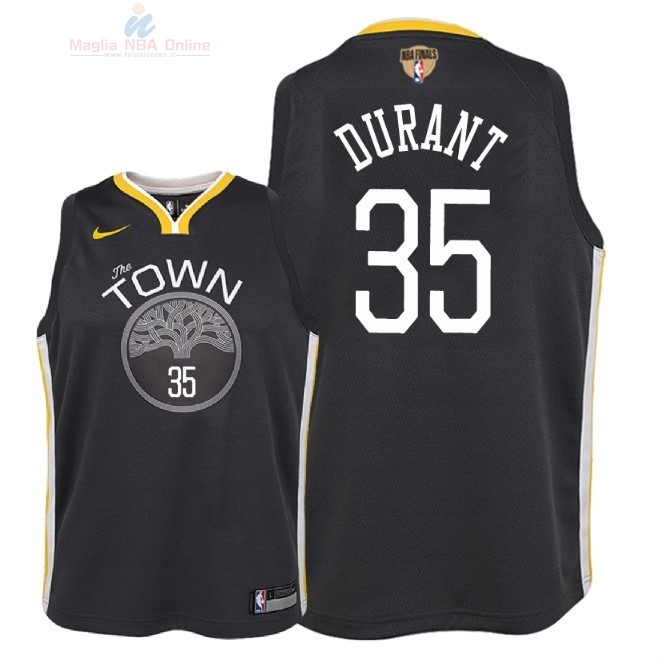 Acquista Maglia NBA Bambino Golden State Warriors Finale Campioni 2018 #35 Kevin Durant Nero Statement Patch