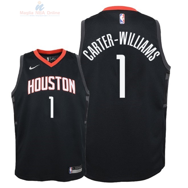 Acquista Maglia NBA Bambino Houston Rockets #1 Michael Carter Williams Nero Statement 2018