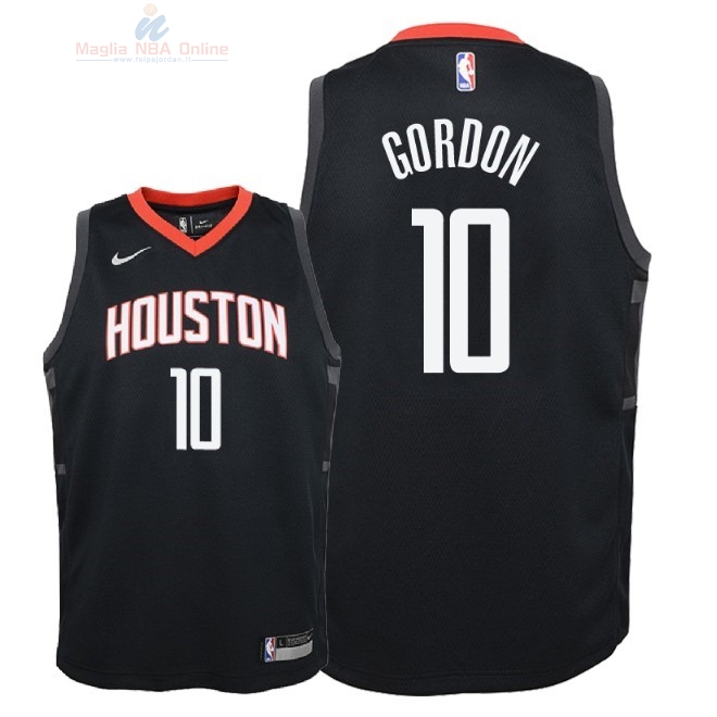 Acquista Maglia NBA Bambino Houston Rockets #10 Eric Gordon Nero Statement 2018