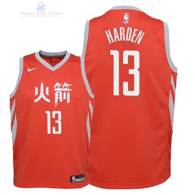 Acquista Maglia NBA Bambino Houston Rockets #13 James Harden Nike Rosso Città 2018