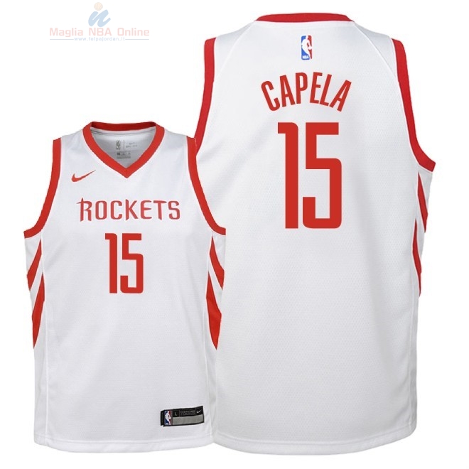 Acquista Maglia NBA Bambino Houston Rockets #15 Clint Capela Bianco Association 2018