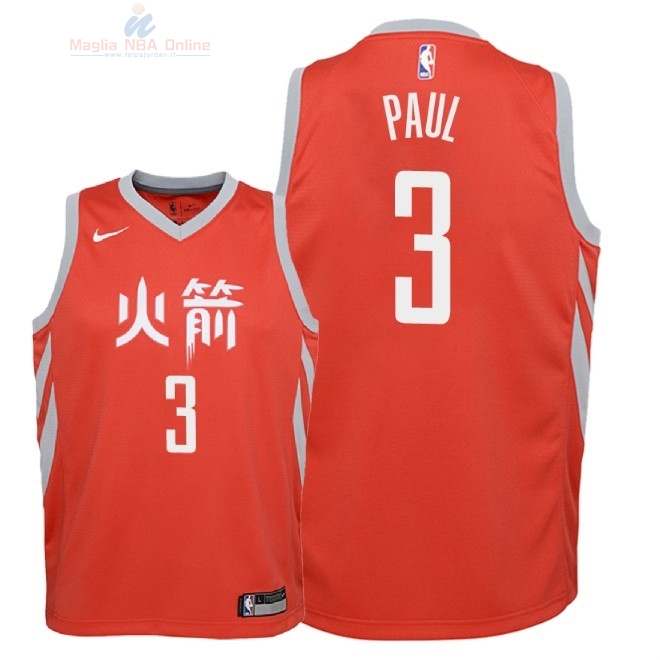 Acquista Maglia NBA Bambino Houston Rockets #3 Chris Paul Nike Rosso Città 2018-19