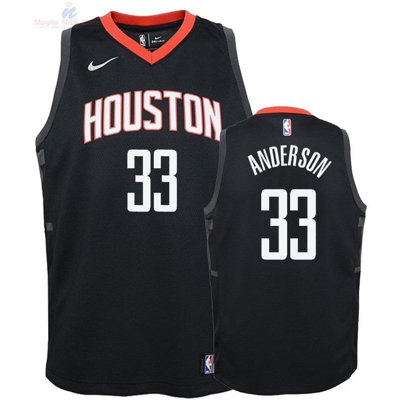 Acquista Maglia NBA Bambino Houston Rockets #33 Ryan Anderson Nero Statement 2018
