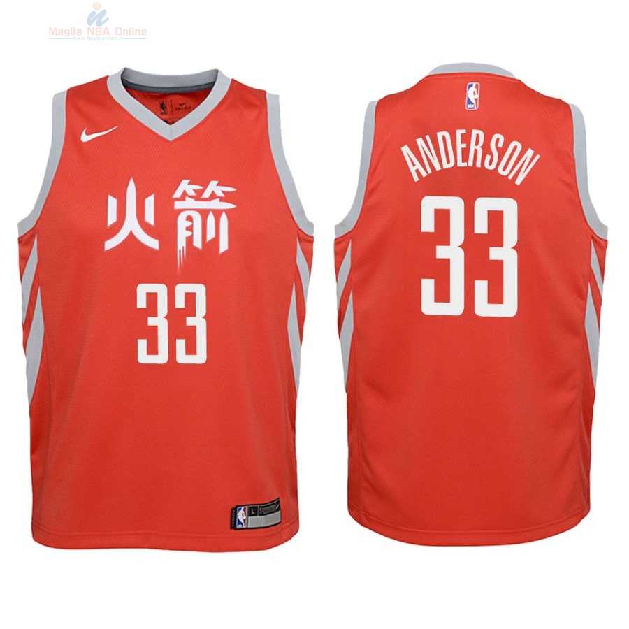Acquista Maglia NBA Bambino Houston Rockets #33 Ryan Anderson Nike Rosso Città 2018
