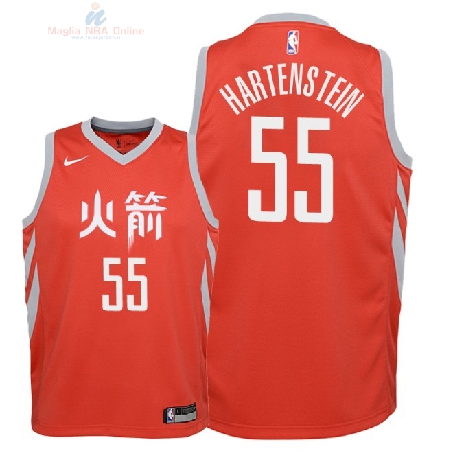 Acquista Maglia NBA Bambino Houston Rockets #55 Isaiah Hartenstein Nike Rosso Città 2018