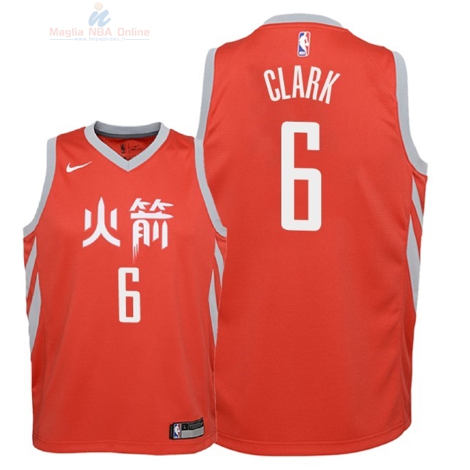 Acquista Maglia NBA Bambino Houston Rockets #6 Gary Clark Nike Rosso Città 2018