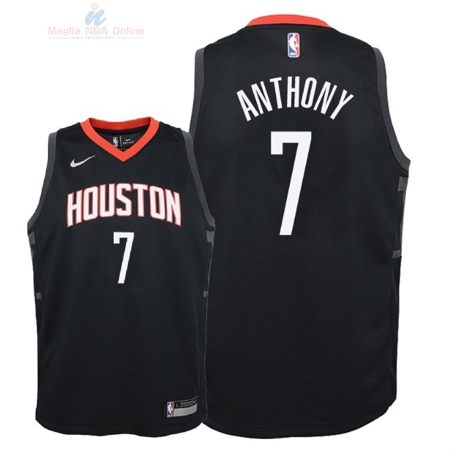 Acquista Maglia NBA Bambino Houston Rockets #7 Carmelo Anthony Nero Statement 2018