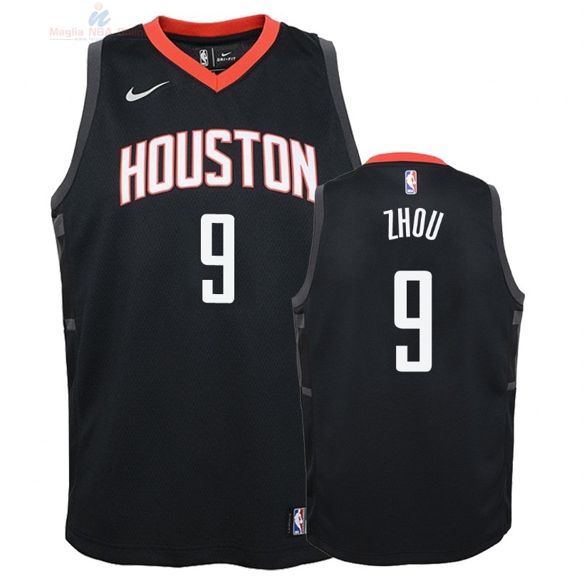 Acquista Maglia NBA Bambino Houston Rockets #9 Zhou Qi Nero Statement 2018