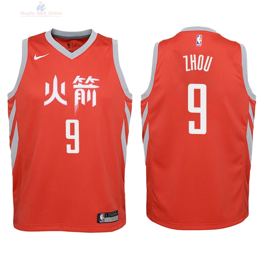 Acquista Maglia NBA Bambino Houston Rockets #9 Zhou Qi Nike Rosso Città 2018