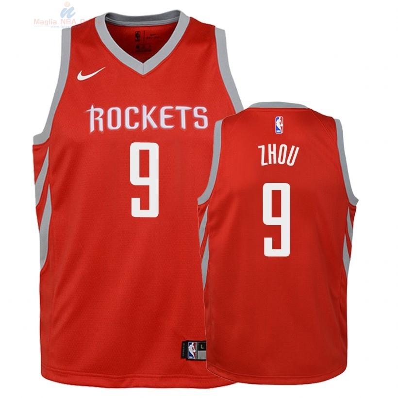 Acquista Maglia NBA Bambino Houston Rockets #9 Zhou Qi Rosso Icon 2018