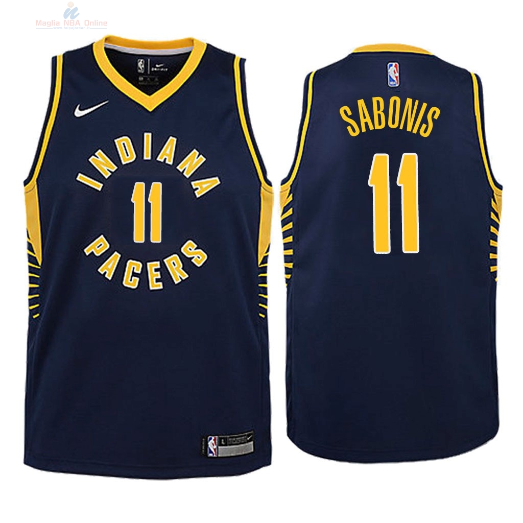 Acquista Maglia NBA Bambino Indiana Pacers #11 Domantas Sabonis Marino Icon 2018