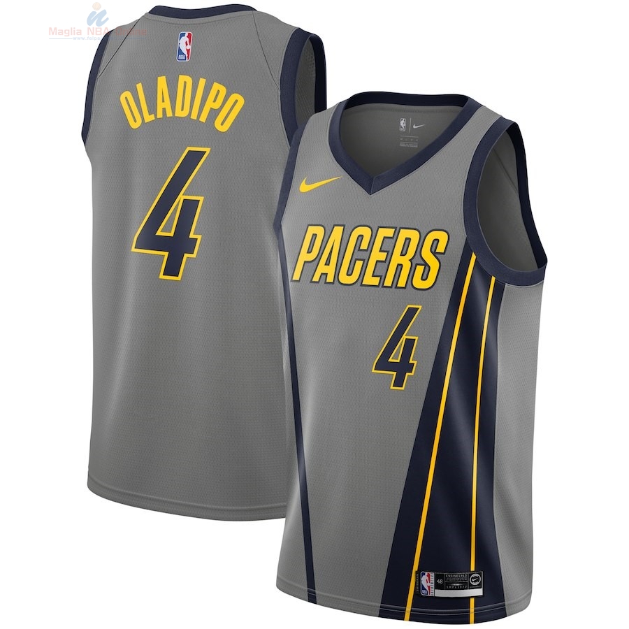 Acquista Maglia NBA Bambino Indiana Pacers #4 Victor Oladipo Nike Grigio Città 2018-19