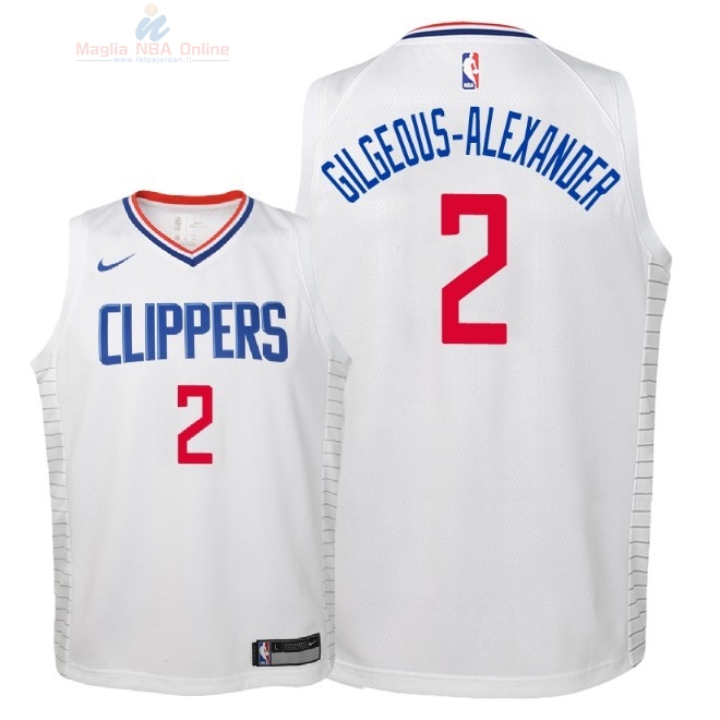 Acquista Maglia NBA Bambino L.A.Clippers #2 Shai Gilgeous Alexander Bianco Association 2018