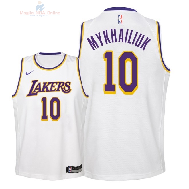 Acquista Maglia NBA Bambino L.A.Lakers #10 Sviatoslav Mykhailiuk Bianco Association 2018-19