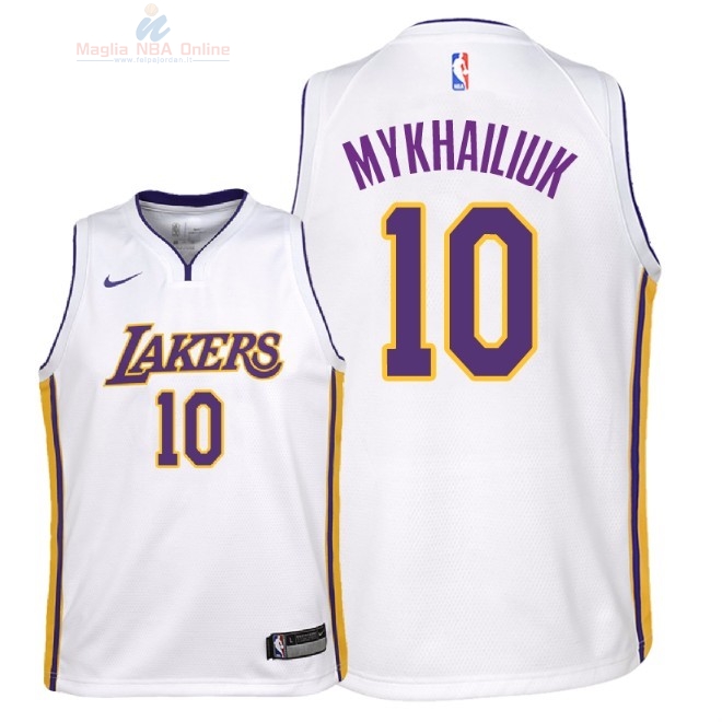 Acquista Maglia NBA Bambino L.A.Lakers #10 Sviatoslav Mykhailiuk Bianco Association 2018