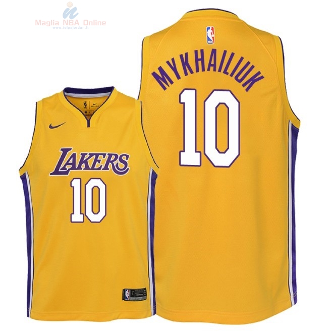 Acquista Maglia NBA Bambino L.A.Lakers #10 Sviatoslav Mykhailiuk Giallo Icon 2018