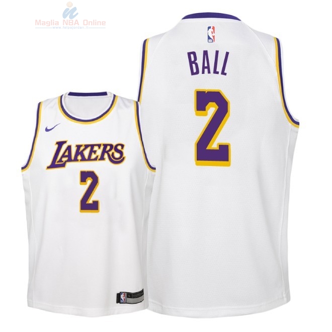 Acquista Maglia NBA Bambino L.A.Lakers #2 Lonzo Ball Bianco Association 2018-19