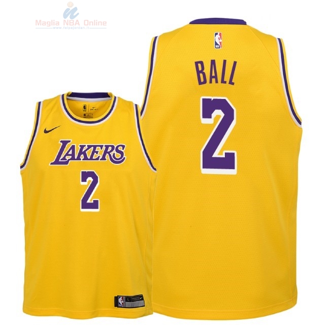 Acquista Maglia NBA Bambino L.A.Lakers #2 Lonzo Ball Giallo Icon 2018-19