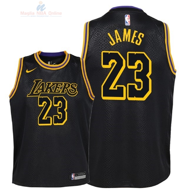 Acquista Maglia NBA Bambino L.A.Lakers #23 Lebron James Nike Nero Città 2018