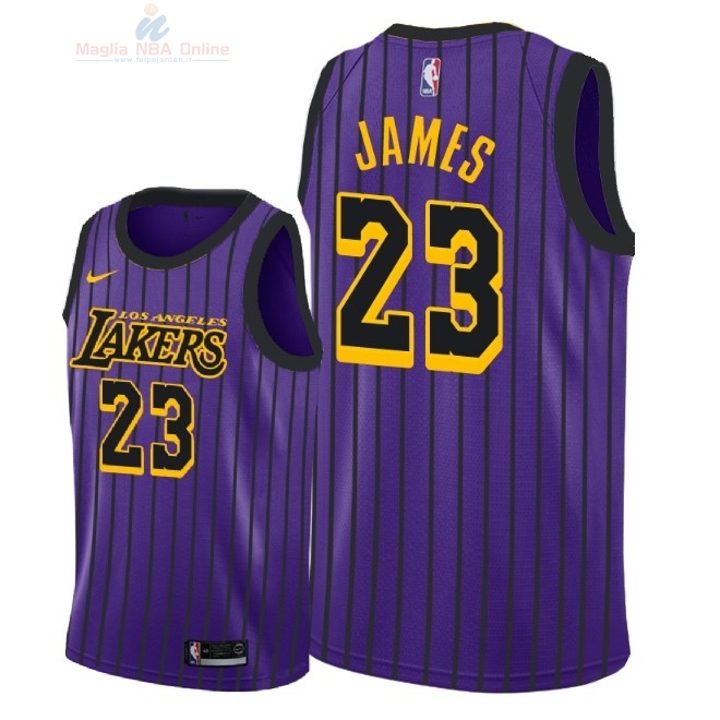 Acquista Maglia NBA Bambino L.A.Lakers #23 Lebron James Nike Porpora Città 2018-19