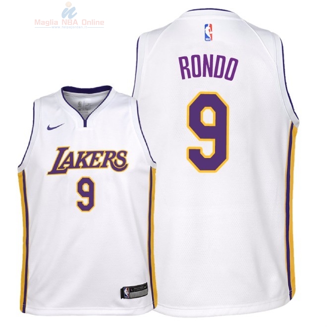 Acquista Maglia NBA Bambino L.A.Lakers #9 Rajon Rondo Bianco Association 2018