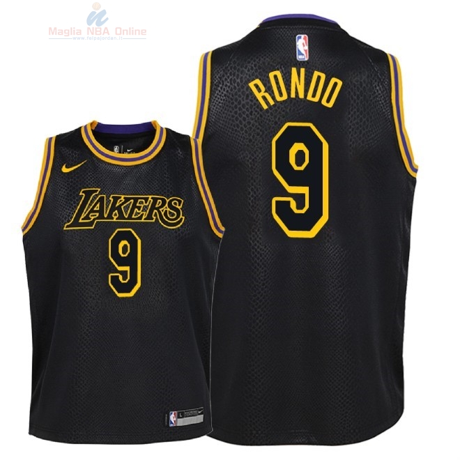 Acquista Maglia NBA Bambino L.A.Lakers #9 Rajon Rondo Nike Nero Città 2018