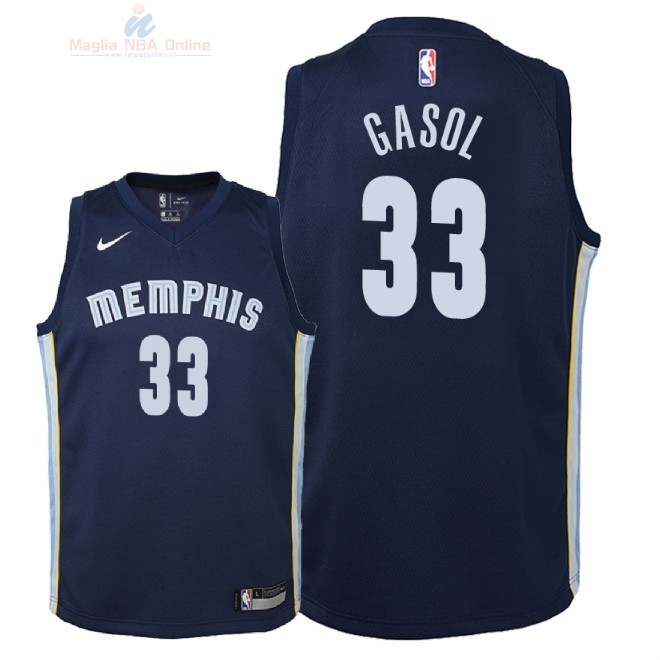 Acquista Maglia NBA Bambino Memphis Grizzlies #33 Marc Gasol Marino Icon 2018