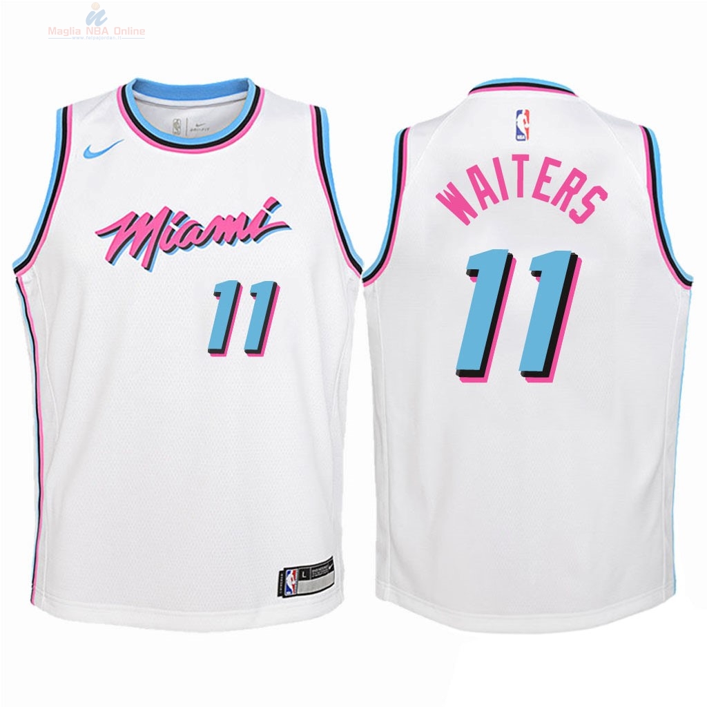 Acquista Maglia NBA Bambino Miami Heat #11 Dion Waiters Nike Bianco Città 2018