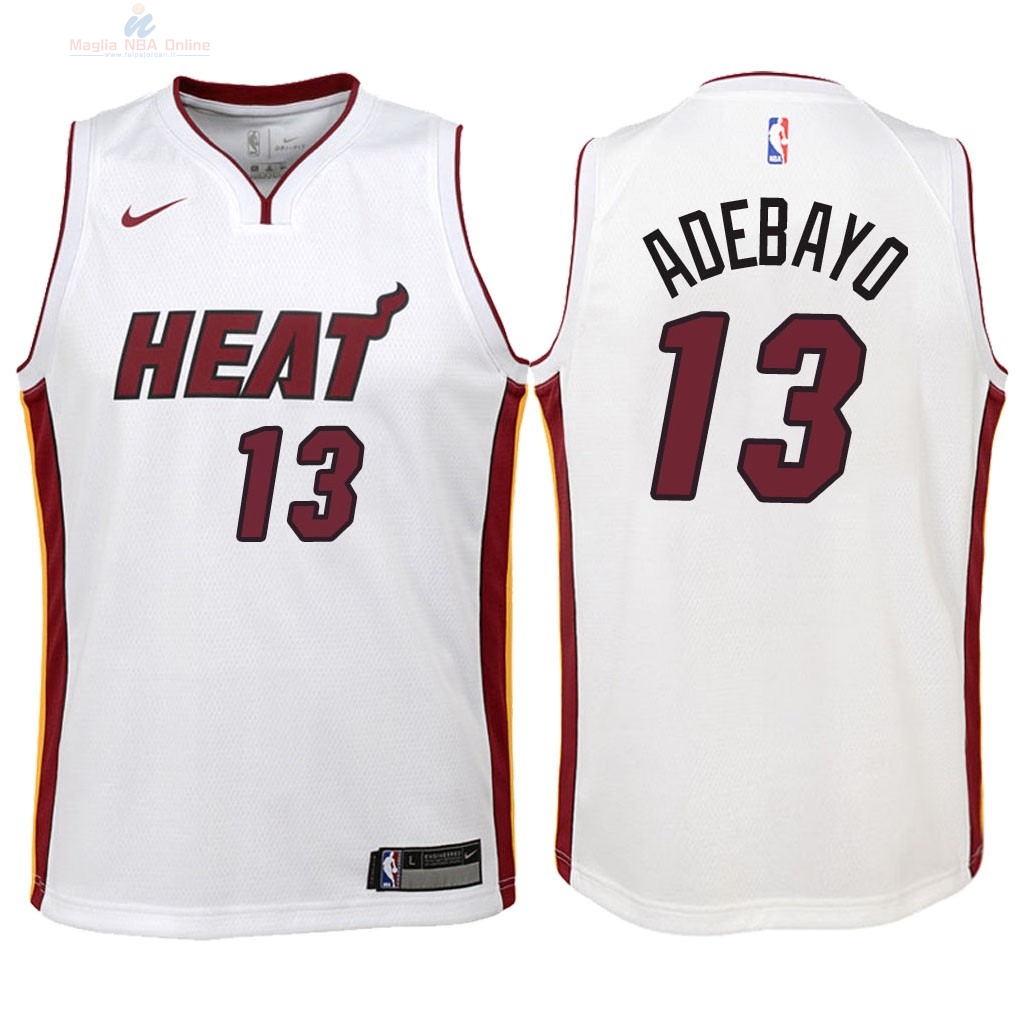 Acquista Maglia NBA Bambino Miami Heat #13 Bam Adebayo Bianco Association 2018