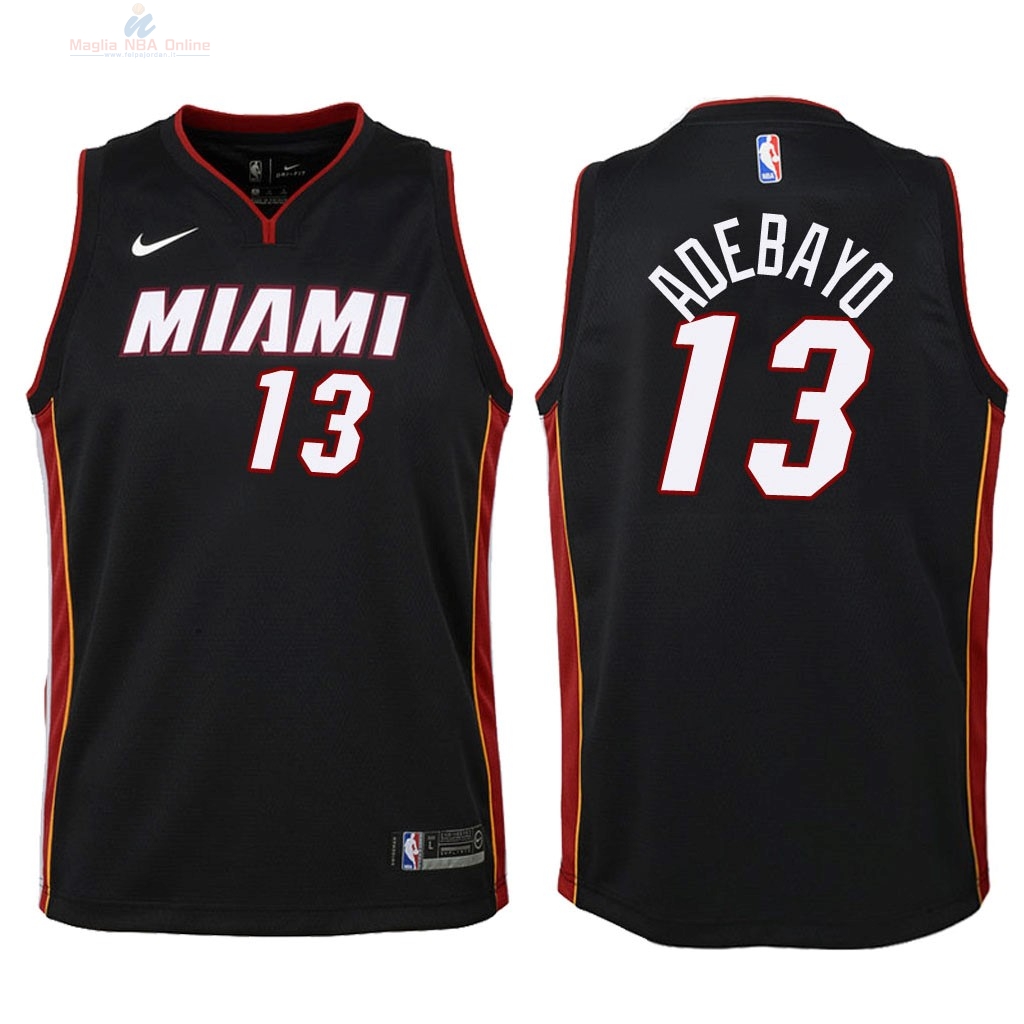 Acquista Maglia NBA Bambino Miami Heat #13 Bam Adebayo Nero Icon 2018